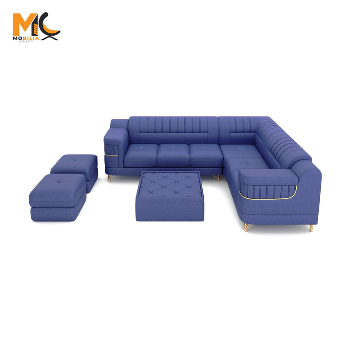 Mobilia Craft Versace Fabric 8 Seater Sofa (Finish Color - Blue, DIY (Do - It - Yourself)) - BHARAT LIFESPACE PRIVATE LIMITED