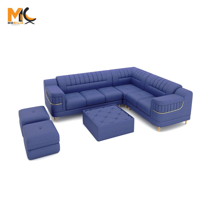 Mobilia Craft Versace Fabric 8 Seater Sofa (Finish Color - Blue, DIY (Do - It - Yourself)) - BHARAT LIFESPACE PRIVATE LIMITED