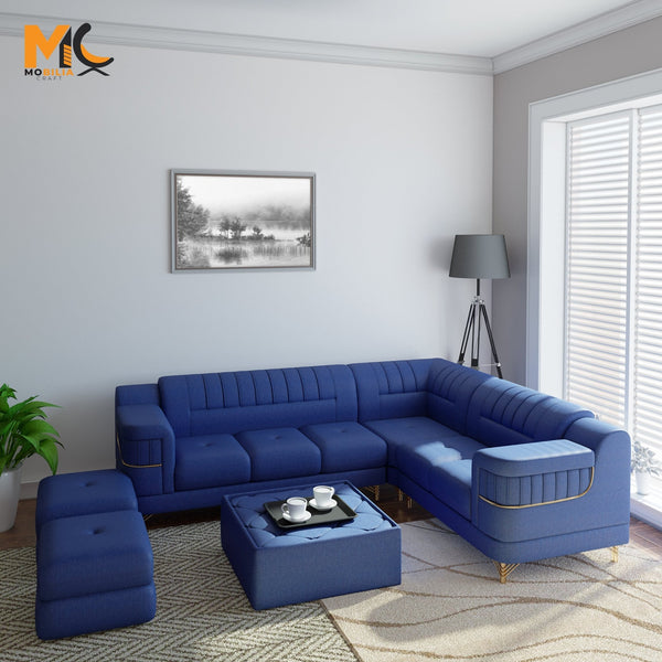 Mobilia Craft Versace Fabric 8 Seater Sofa (Finish Color - Blue, DIY (Do - It - Yourself)) - BHARAT LIFESPACE PRIVATE LIMITED