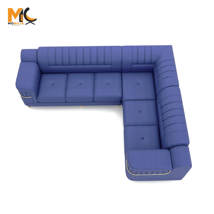 Mobilia Craft Versace Fabric 8 Seater Sofa (Finish Color - Blue, DIY (Do - It - Yourself)) - BHARAT LIFESPACE PRIVATE LIMITED