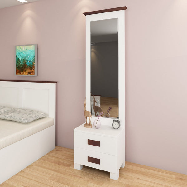 Bharat Lifestyle Tuscan Engineered Wood Dressing Table  (Finish Color - White and Teak, Knock Down)