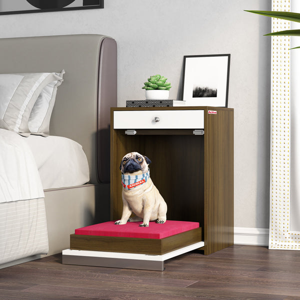 Bharat Lifestyle Active Orion Pet Bed Cum Engineered Wood Side Table  (Finish Color - White and Brown, Knock Down)